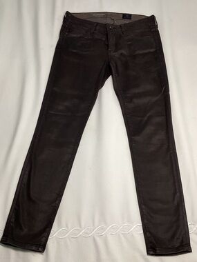 AG ADRIANO GOLDSCHMIED WOMEN’S COATED JEANS, LOW RISE SIZE 26R  BROWN